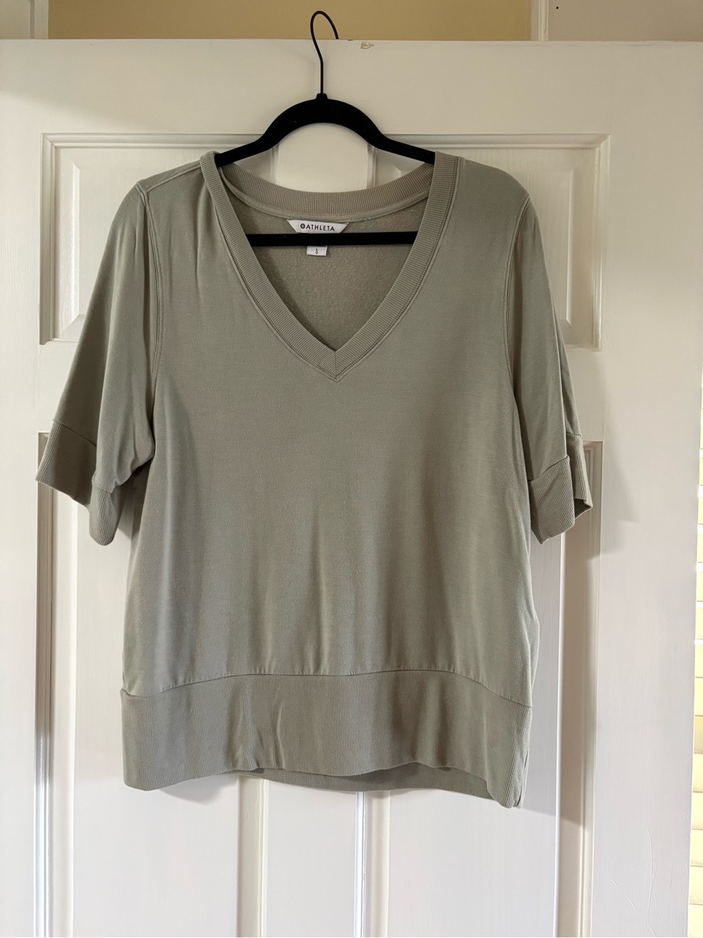 Athleta Sage Green V-Neck Short Sleeve Tee